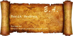 Benik Andrea névjegykártya