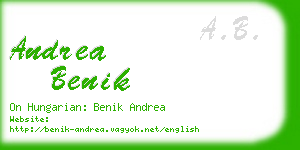 andrea benik business card